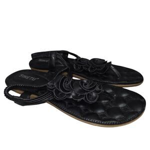 Siketu Black Floral Thong Sandals, EU 41/ US 10
